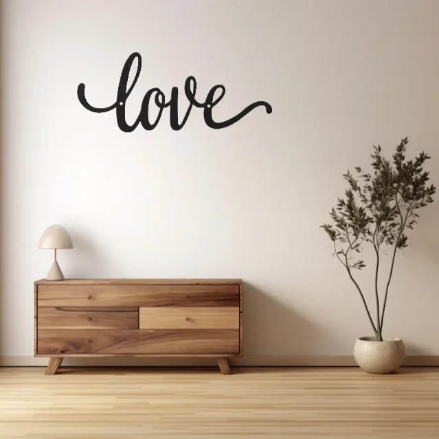 CIFBUY Iron Wall Art Metal LOVE Sign Hanging Decor Rustic Black Cut Out Ornament For Home Wall