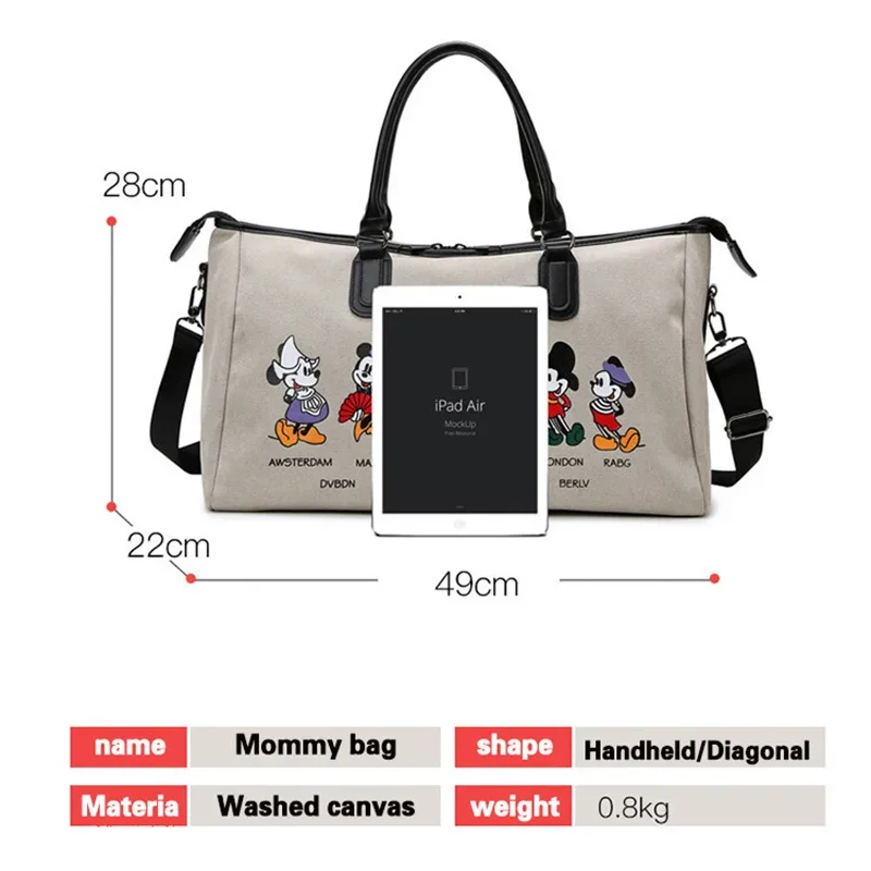 Disney Mickey New Travel Tote Luxury Brand Large Capacity Luggage Bag Canvas Fashion Trend Gym Bag Travel Bag Storage Bag