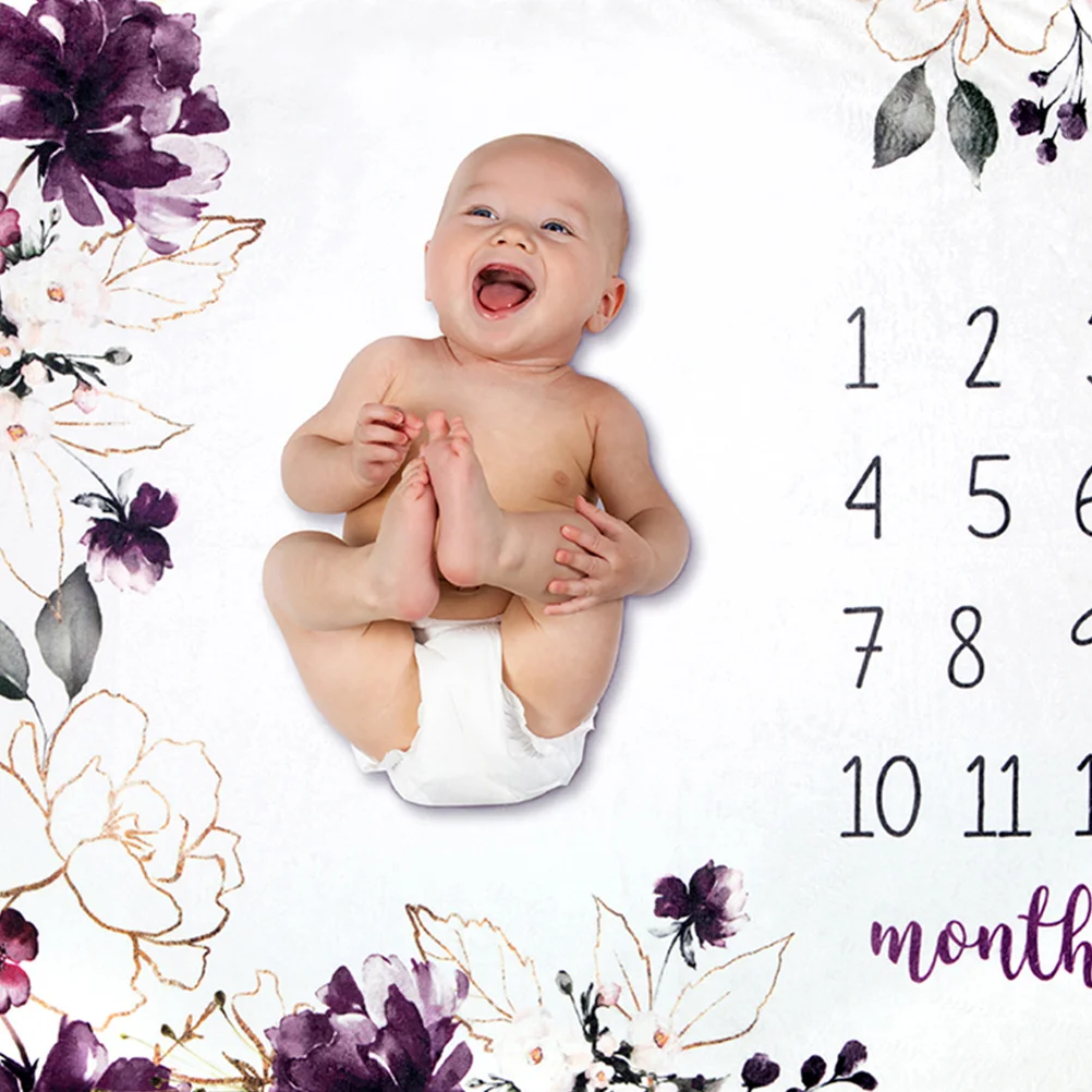 بطانية أطفال من الفلانيل لتتبع النمو الشهري، بطانية خلفية ناعمة ومريحة، دعامة تصوير لحديثي الولادة #2