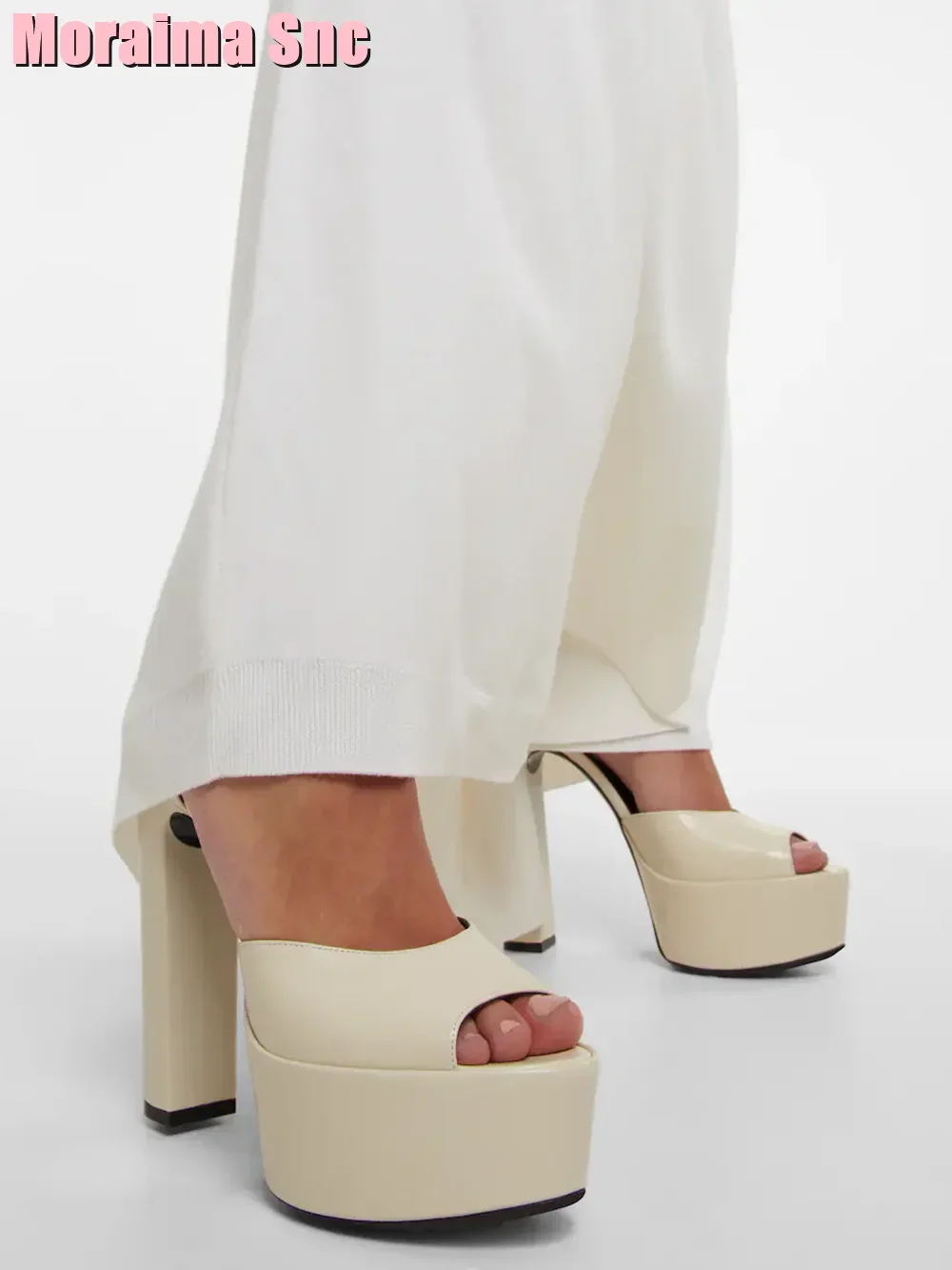 

Peep Toe Platform Patent Leather Sandals Block Chunky Heel Ankle Buckle Strap Sexy Women Shoes Summer Fashion Newest Silve Solid