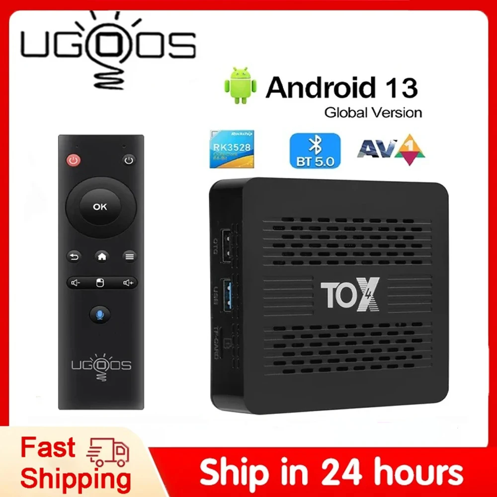 

Ugoos TOX4 Smart TV box RK3528 Android13 4GB 32GB Bluetooth5.0 AV1 1000M 2.4G 5.8G Set Top Box Dual Wifi 4K HD Multimedia Player