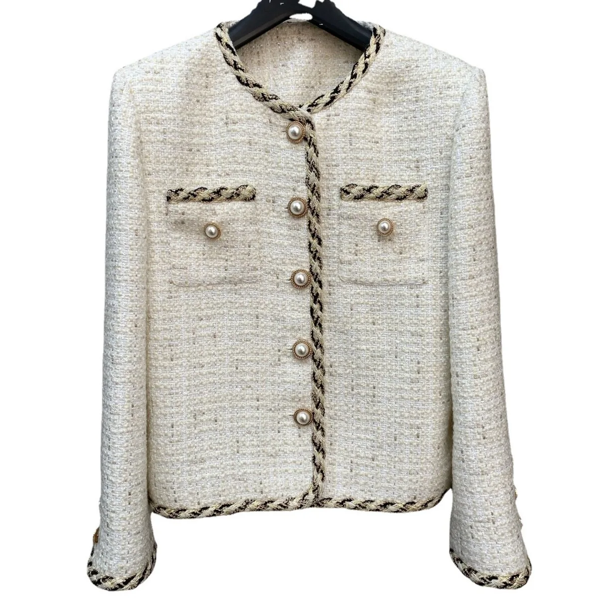 24 New products round neck single-breasted French celebrity temperament small fragrant top woolen jacket