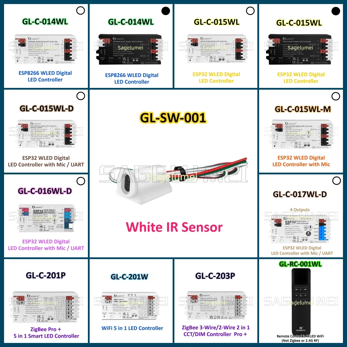 WLED LED Controller ESP32 GLEDOPTO Mic Music UART RGB IC Digital Lights Addressable String Lighting WS2811 WS2812B WS2815 SK6812