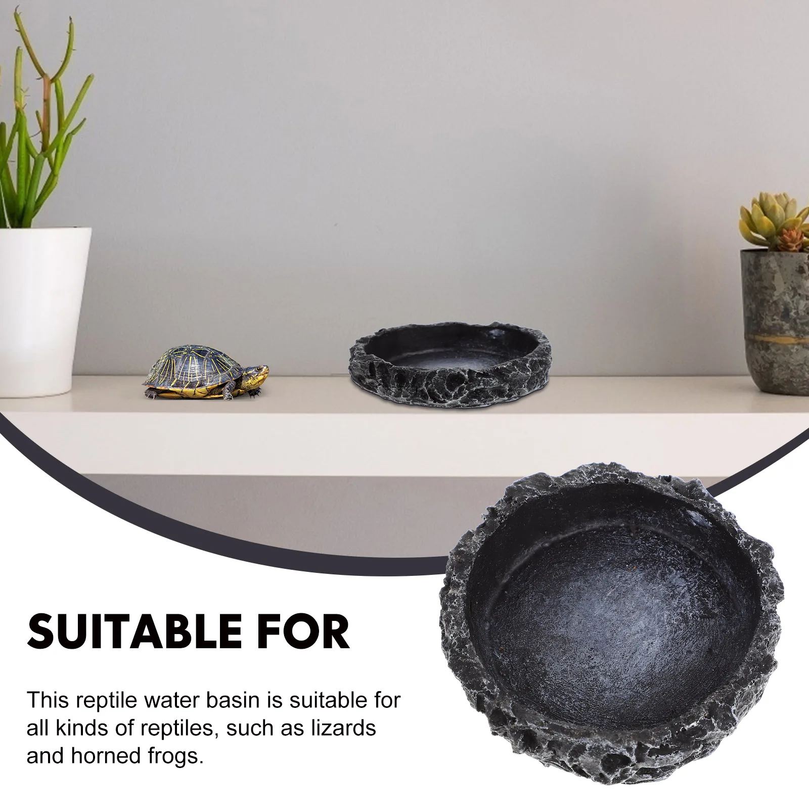 

Turtle Feeder Resin Rock Pan Food Bowl Bearded Tank Animal Reptile Dish Wear Resistant Water Bowl Pet Supplies