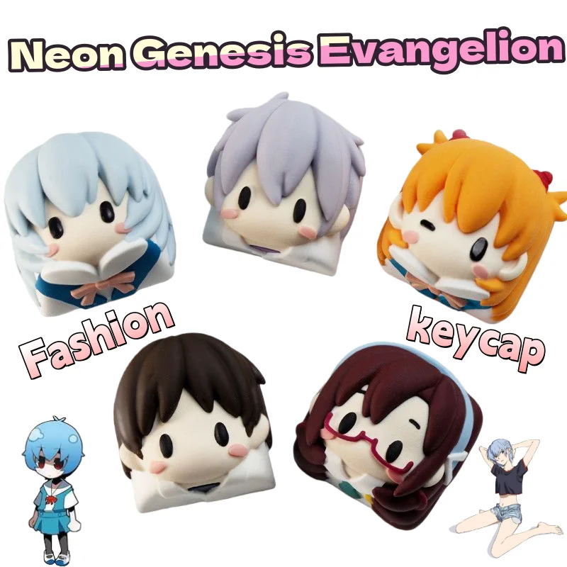 

Neon Genesis Evangelion Keycaps Cute Fashion Cartoon Personalized Creative Kawaii Keyboard Caps Holiday Gift for Friends