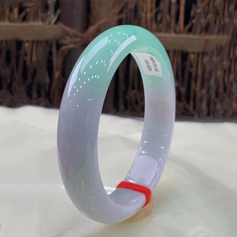 Ice-like Sun Green Spring Color Violet Myanmar Mine Timber Jade Bracelet