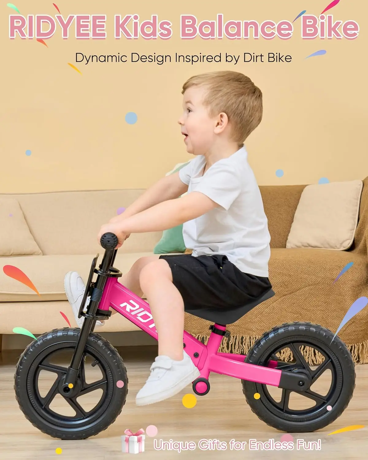 Kids Balance Bike 2 Year Old, Toddler Balance Bikes for 2 to 5 Year with Adjustable Shock-Absorbing Seat, Balance Bike 3 Year Ol