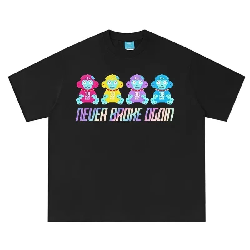 مغني الراب YoungBoy أبدا كسر مرة أخرى نفس النمط تي شيرت الرجال النساء الملابس موضة الهيب هوب خمر فضفاضة قصيرة الأكمام تي شيرت