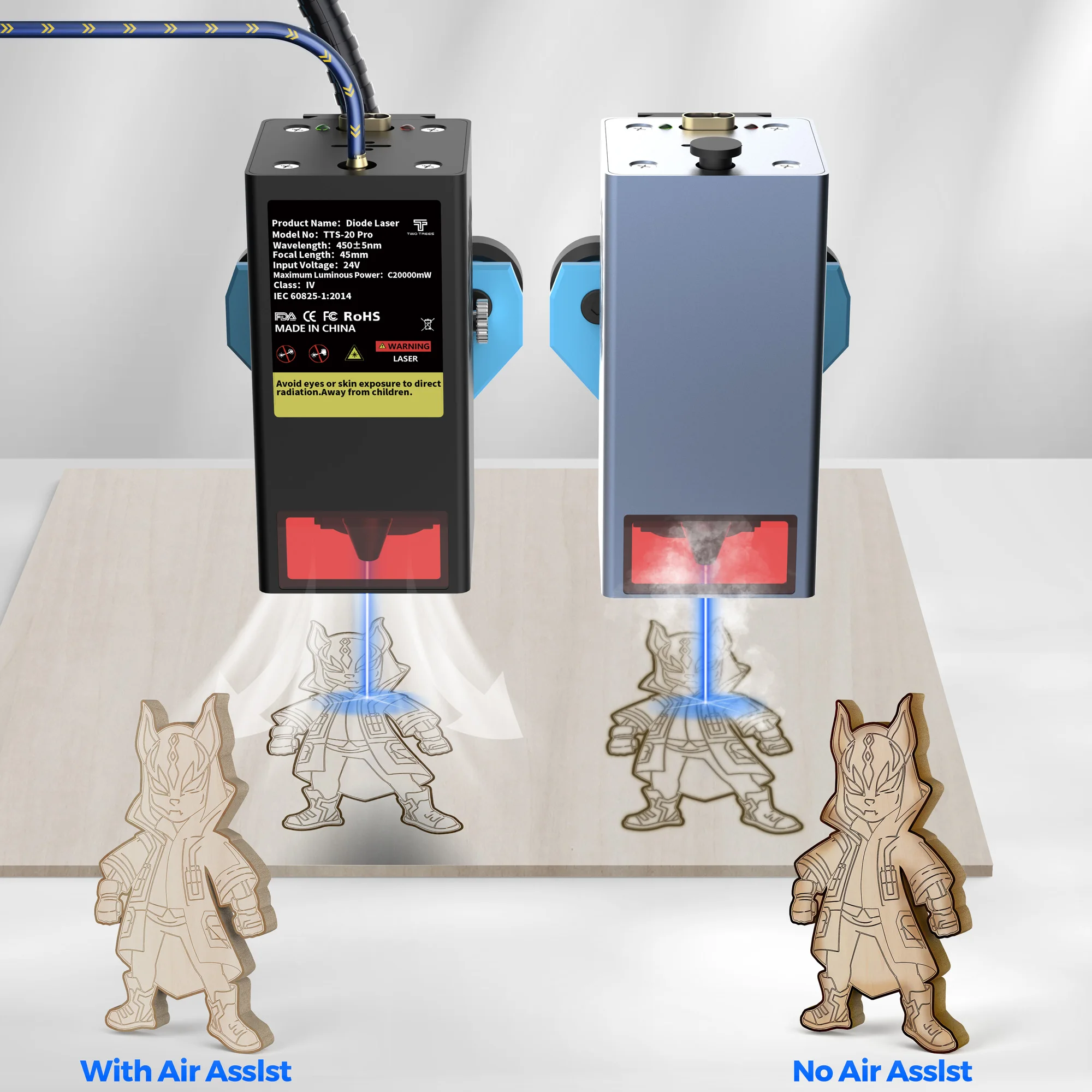 TwoTrees TTS-20 Pro CNC grabador láser de Metal soporte Control sin conexión cortador láser cuero madera herramientas acrílicas con interruptor de