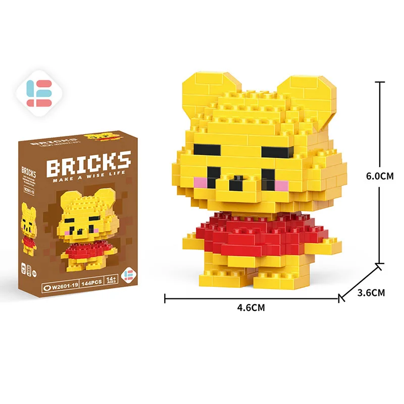 Disney Building Blocks Toys Anime Figure Image Donald Duck Pooh Bear Stitch Dolls Children Puzzle Assembly Toy Bricks Wholesales