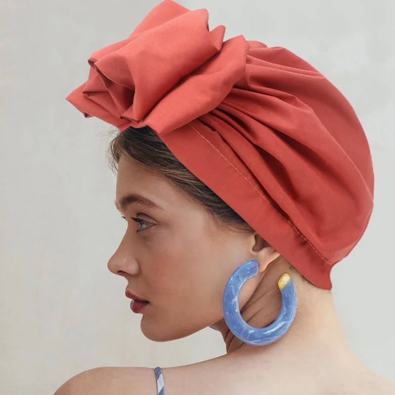 Foulards Hijabs pour femmes, chapeau solide, grand nœud, turban de mariage musulman, foulards français rétro, bonnet de tête de fleur, bandanas pour dames, mode