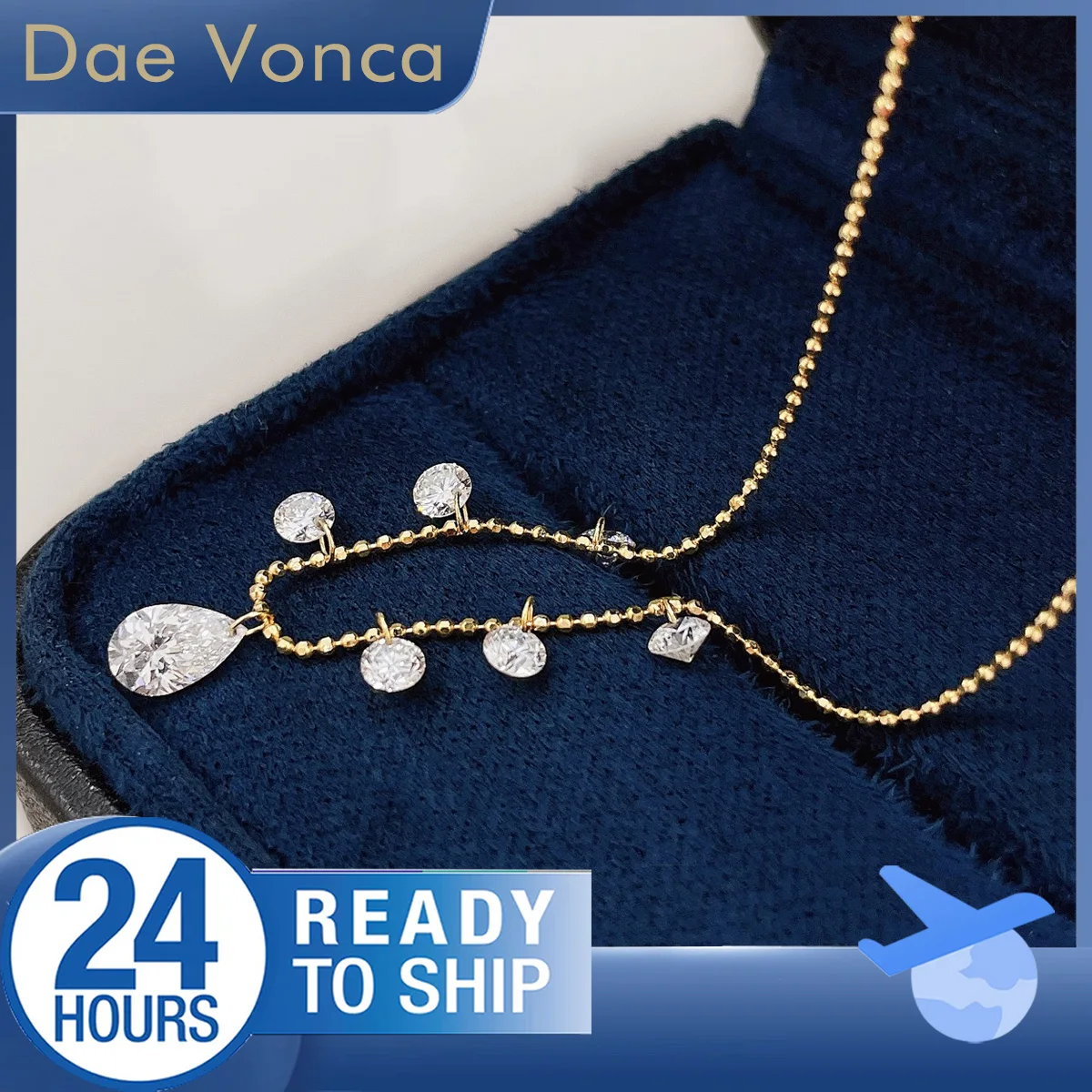 

18-каратное желтое золото, груша и круглое ожерелье с бриллиантами, выращенное в лаборатории, всего около 1,42 карата, лабораторное бриллиантовое ожерелье, подарок на день рождения для подруги