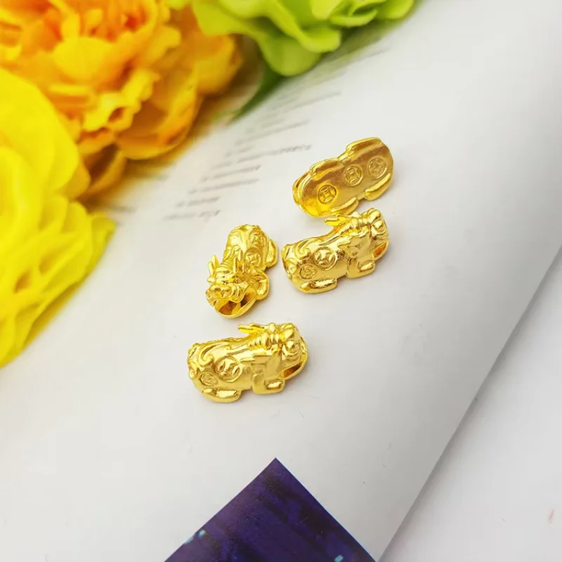 

9999 Real Gold 24K Small Lucky Money Pixiu Accessories, Handmade DIY Beaded Gold Loose Beads