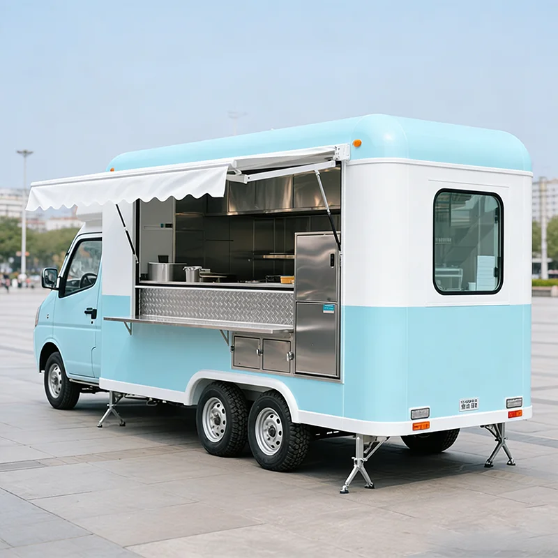 Custom Food Trailer with Stainless Steel Countertops and Cabinets for Easy Cleaning and Sanitation