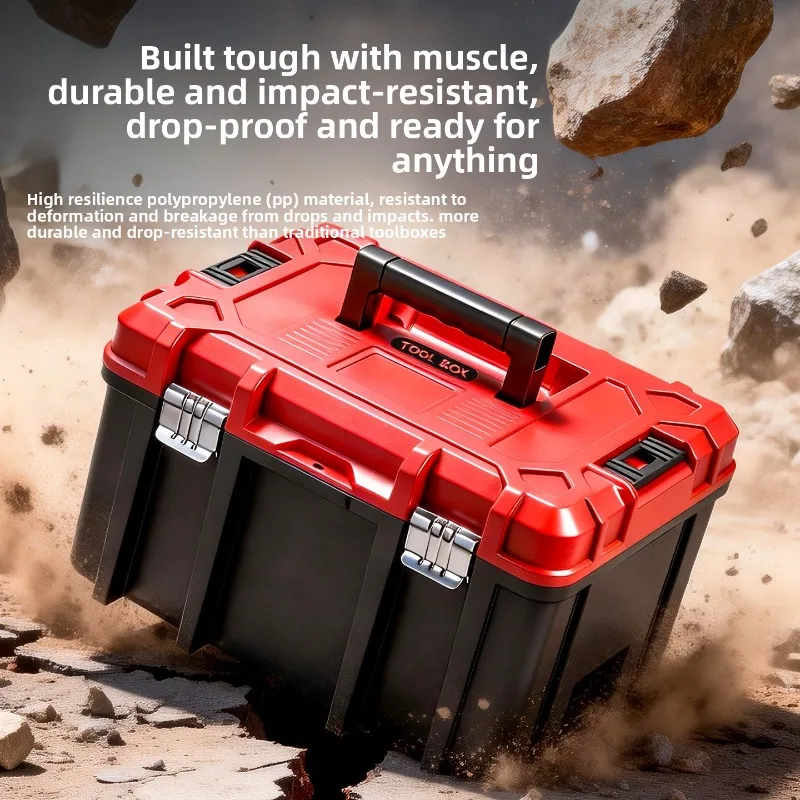 Large Capacity Dual Layer Plastic Portable Toolbox Household Industrial Style Complete Set Tools Case Tool Storage Box Tool Box