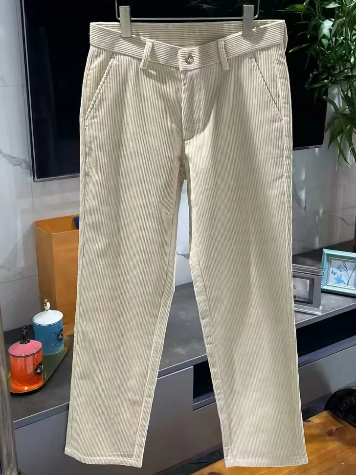 

Новые мужские повседневные брюки высокого качества, модные, приталенные, прямого кроя, на весну-осень, со средней посадкой, на пуговицах, базовые цвета