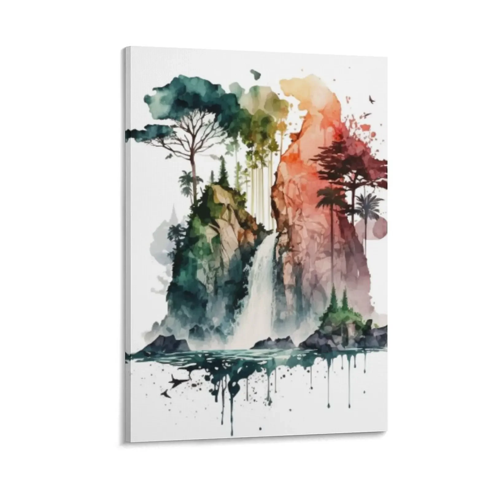 

Watercolor Waterfall Canvas Painting photos for living room accessories for home decor