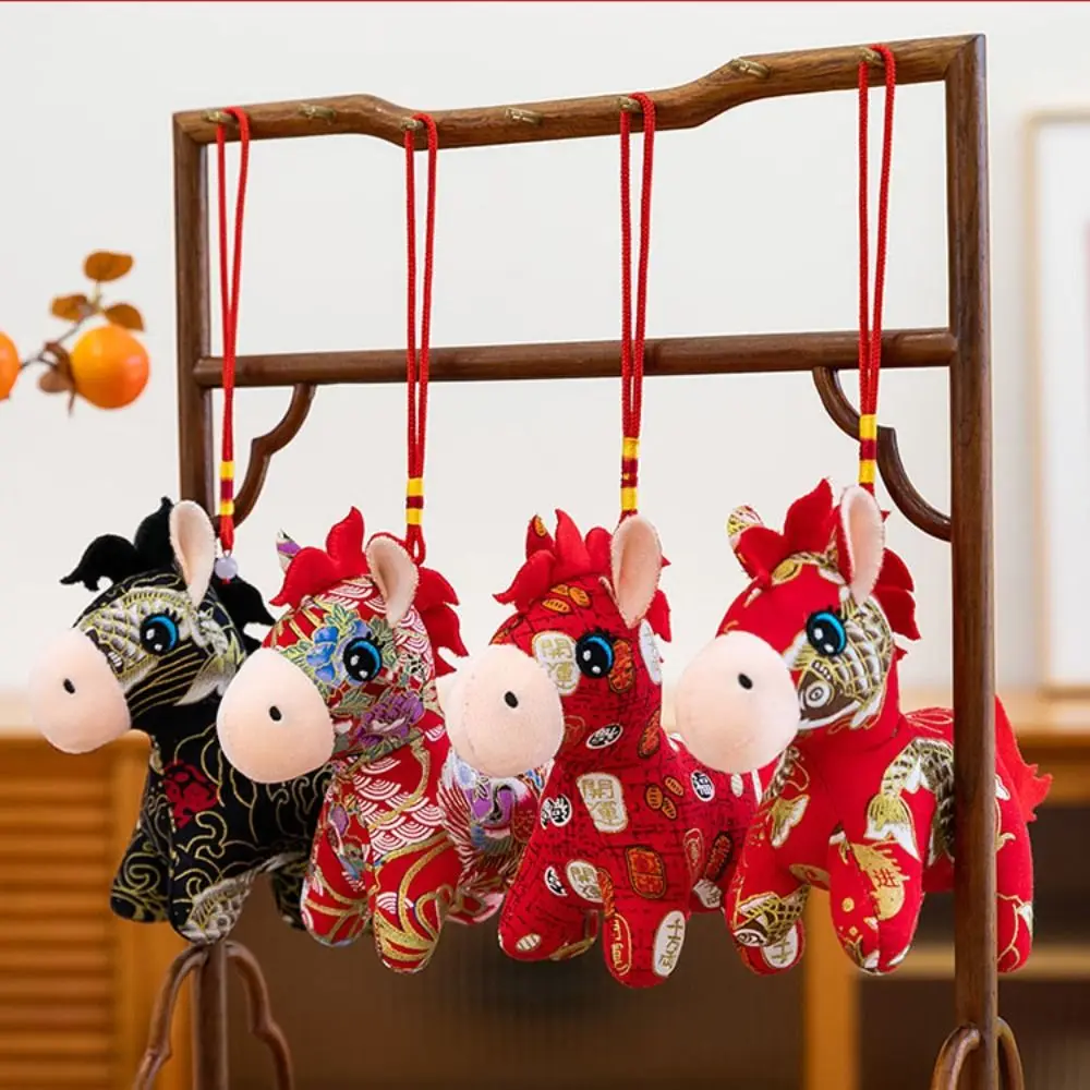 التقليدية الكرتون الحصان محشوة قلادة 15/20 سنتيمتر محظوظ المهر أفخم دمية الحيوان لطيف الصينية زودياك الحصان ديكور المنزل #2