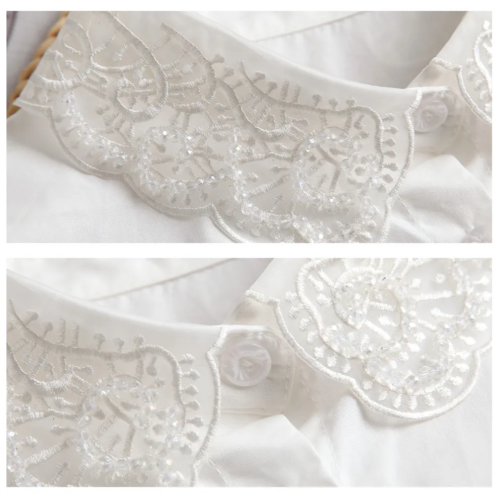 Embroidered Detachable Fake Collar Half Shirt Blouse False Collar Women Office Formal Lightweight Comfortable Accessory