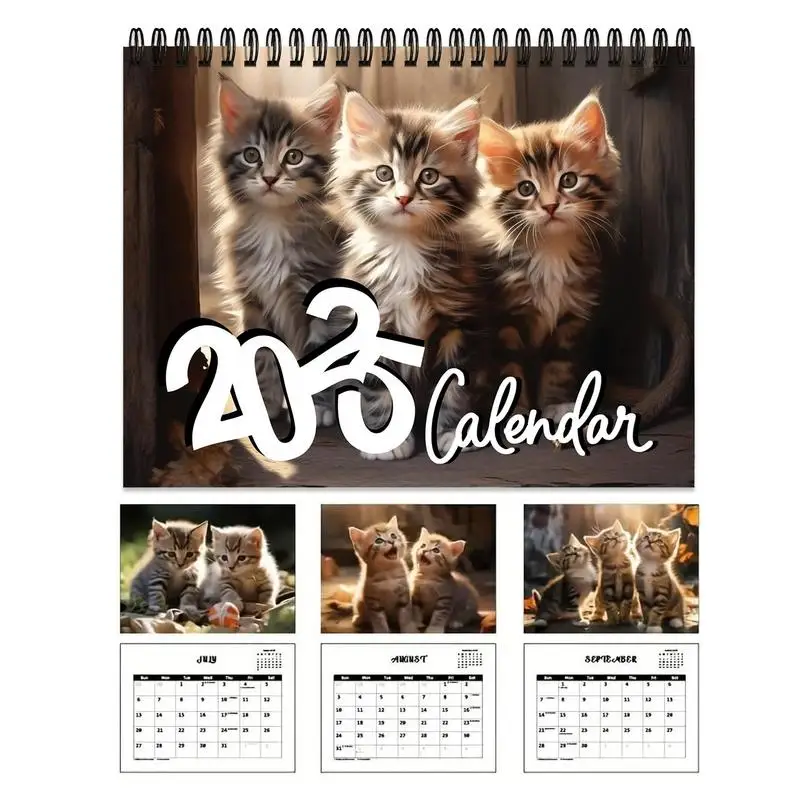 Cat Calendar 2025 Desk Kitten Monthly Wall Calendar Family Planner Calendar 2024 12 Month Planner 11.22X8.27X0.2 Inches For