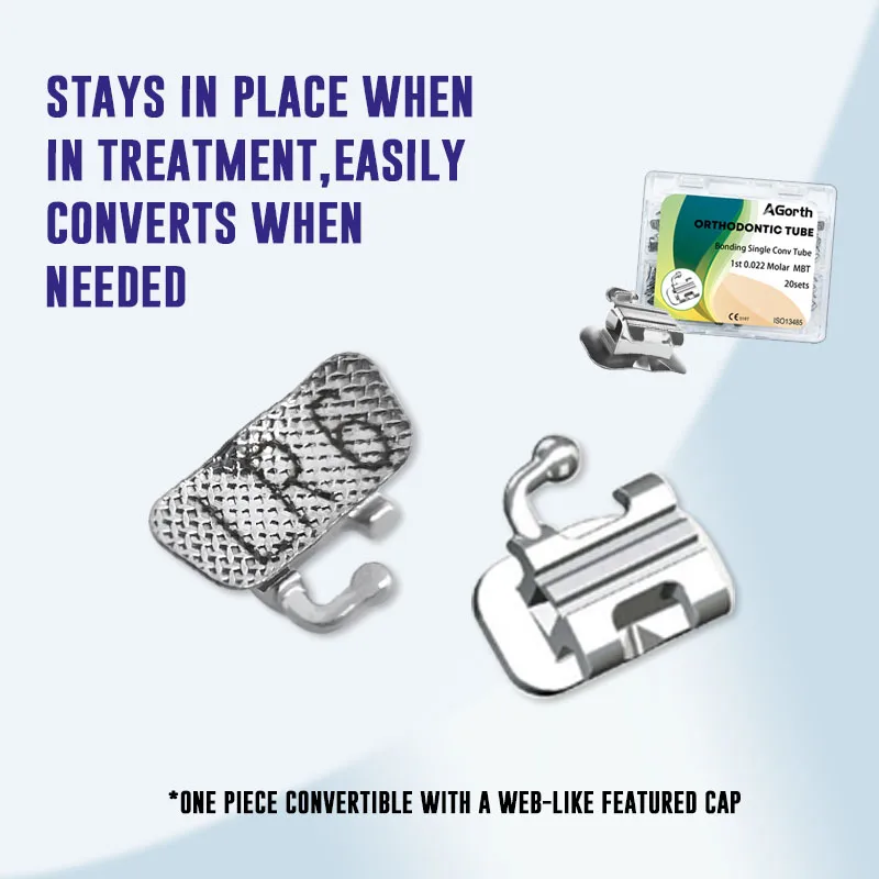 80pcs/Box 0.022 Dental Orthodontic Buccal Tube 1st Molar Bondable Single Convertible MBT Roth