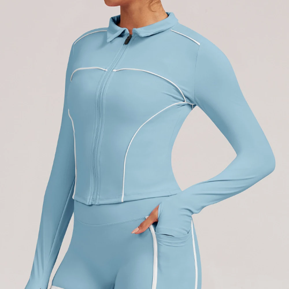 

Yoga Long Sleeve Sports Jacket Women Zip Fitness Yoga Shirt Gym Top Activewear Running Coats Workout Clothes For Cycling