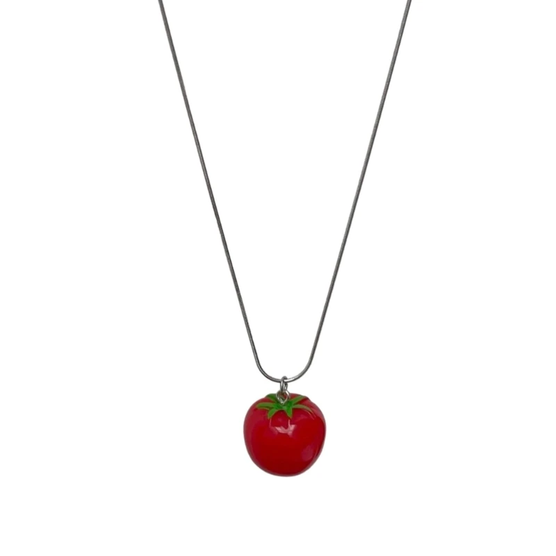 Cute Tomato Pendant Necklace Sweet Fashion Tomato Chain Necklace Perfect DIY Jewelry Gift for Women Girls and Teens