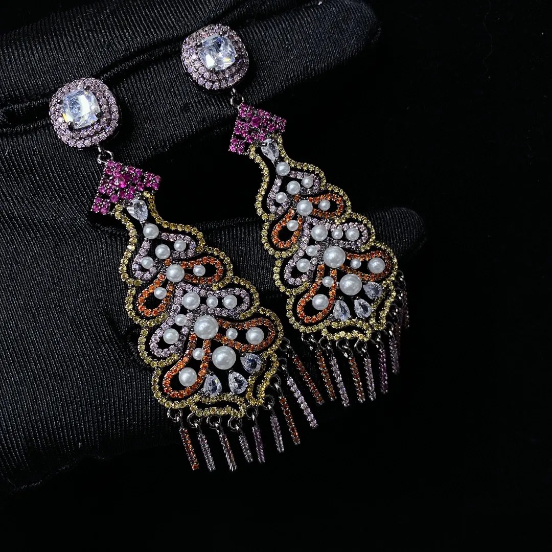 Fashion Chinese knots drop-shaped tassel earrings ETHNIC gorgeous wedding jewelry