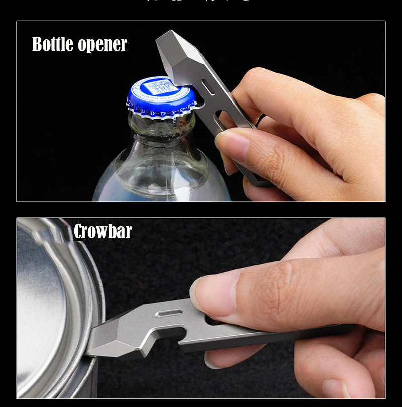 8CM  CNC TC4 Titanium Alloy Crowbar Bottle Opener Graduated scale Hexagon Wrench EDC Outdoor Tools Multifunction Camping Gear