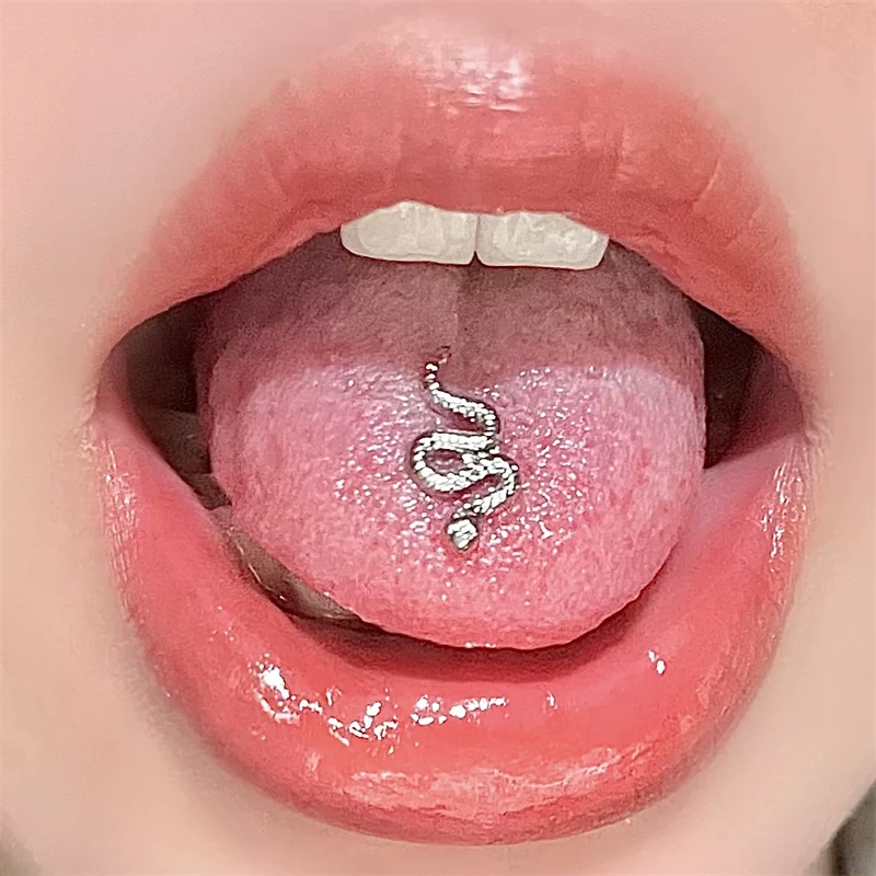 Punk Titanium Steel Snake Tongue Piercing Studs Tongue Rings Can also be a Earrings Sexy Body Jewelry