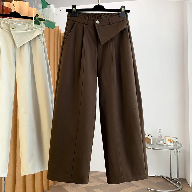 Casual Loose Wide Leg Pants Women's Elastic Waist Loose Slimming Relaxing  Shape Long Pants Spring Autumn High Waist Pol...