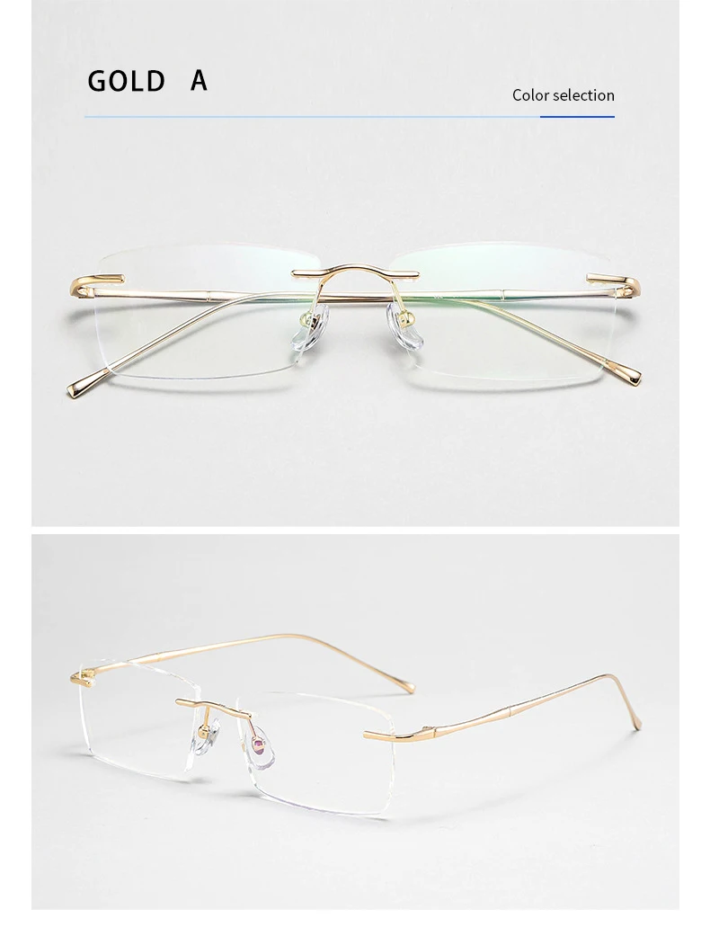 Mode randlose Business-Brillen ultraleichte reine Titan Luxus optische verschreibung pflicht ige Brillen Mann Frau große Brille – Detail 8