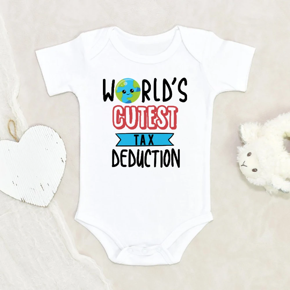 

World's Cutest Tax Deduction Bodysuit Pregnancy Announcement Romper Funny Infant Bodysuits Baby Shower Gift Toddler Cute Clothes