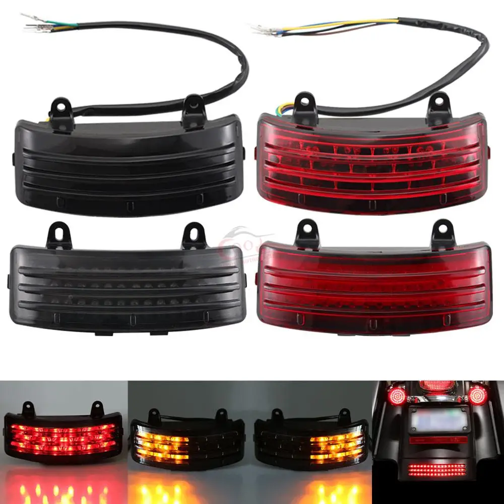 Motorcycle Rear Tri-Bar Fender LED Brake Tail Light Turn Signal Driving Light For Harley Touring Street Glide Road FLHX FLTRX