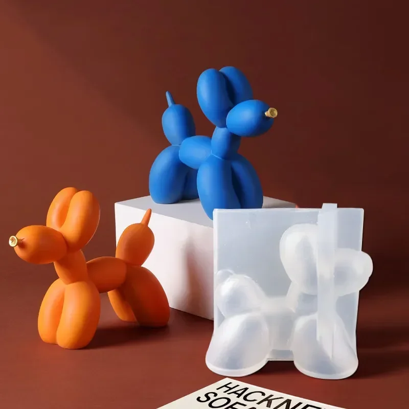 3D Mini balon yavru silikon kalıp DIY balon köpek masaüstü süs alçı epoksi reçine kalıp el yapımı hayvan dekorasyon kalıp