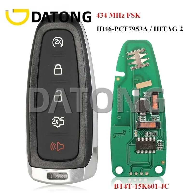 CHANKey 433MHz PCF7953 BT4T-15K601-CX Smart 5 Button Remote Car Key Fob For Ford Edge Escape Explorer Taurus Flex Focus ID46