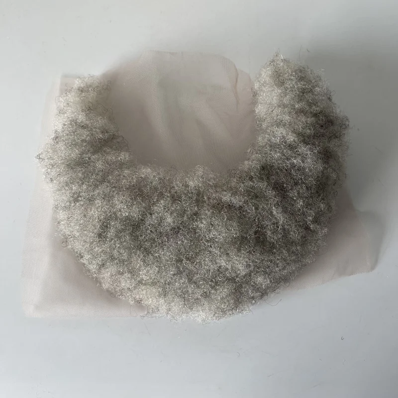 

Brazilian Virgin Human Hair Systems 1b90 Grey 4mm Root Afro Beard 7x22cm Lace Unit for Old Black Men