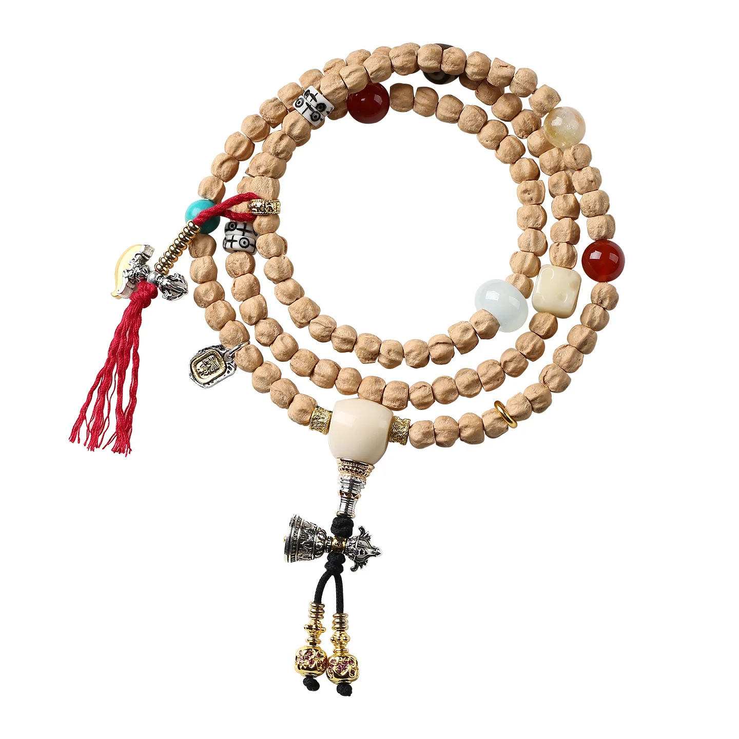 Chinese Style Tibetan Cypress Seed Prayer Beads 108 Pcs Handmade Lucky Auspicious Bracelet Necklace Meditation Blessing Good Luc