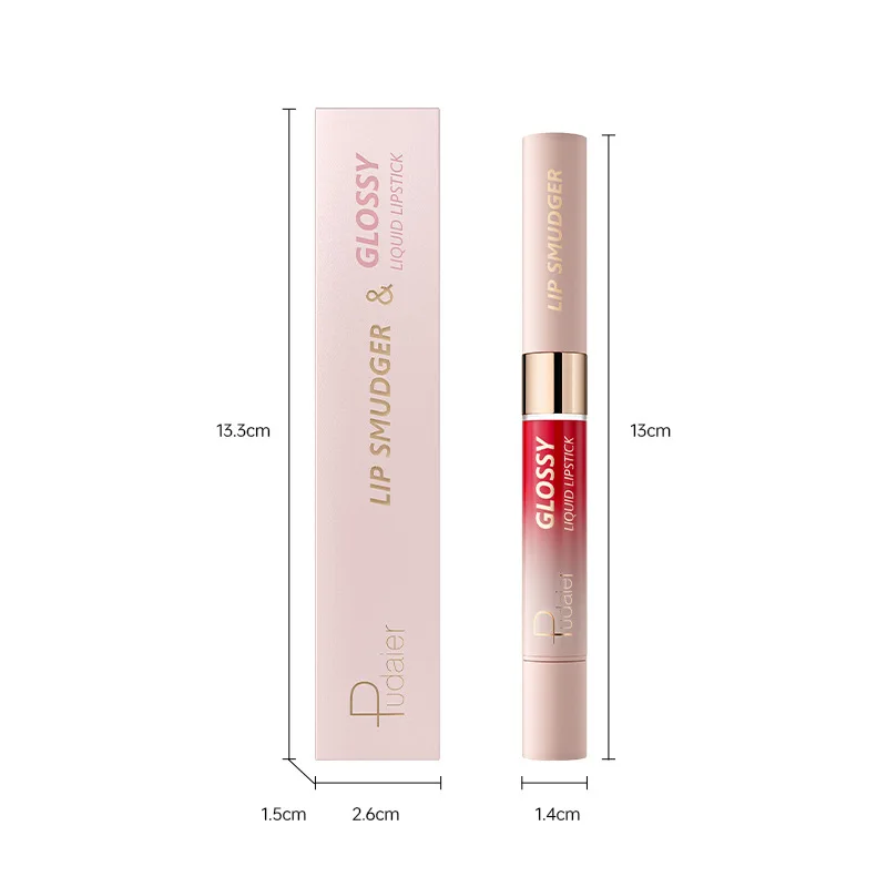 Pudaier lipstik Lip Gloss kepala ganda, 10 warna, Lip Gloss kabut Matte lapisan tahan lama melembabkan, warna beludru