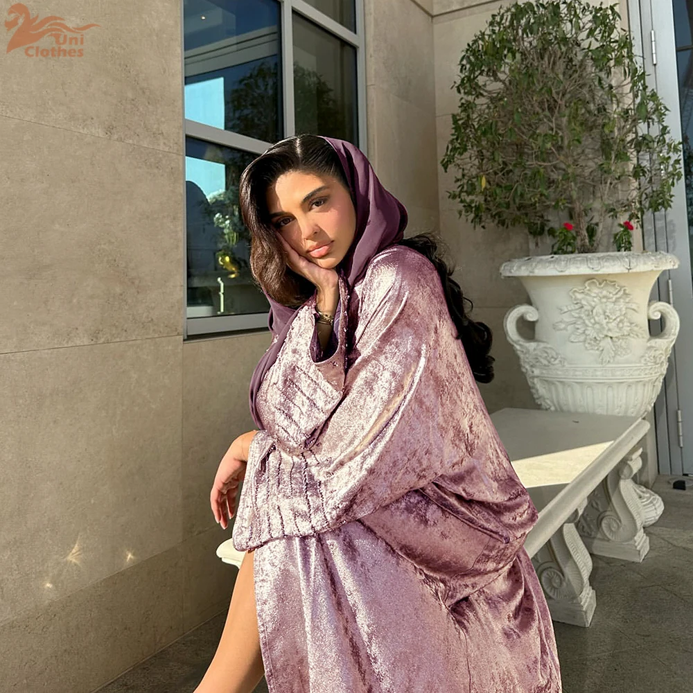 Elegancki muzułmański skromny kardigan z Arabii Saudyjskiej dla kobiet Eid Dubai Kimono Abaya Dress Luksusowa islamska odzież na wakacje Turecka