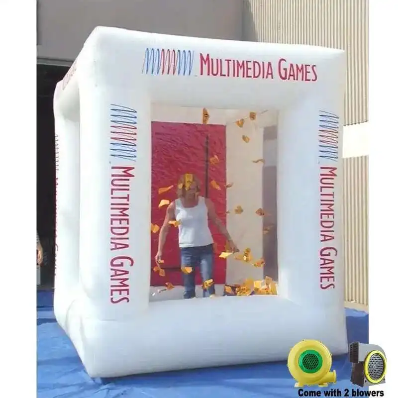 Portable White Booth Customizable Iatable Cash Cube Money Catching Grab Hine For Sales Promotion