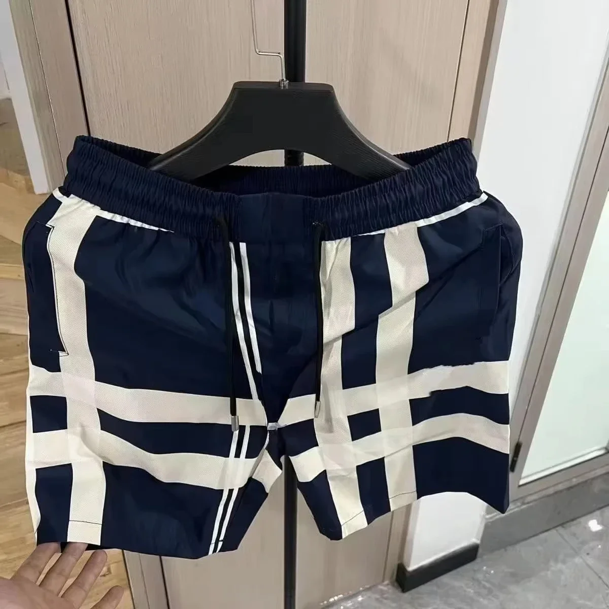 Men's Beach Shorts 2026 Summer Men's Classic Retro Quick Drying Beach Shorts Loose Casual Checkered Pattern Swimsuit Shorts