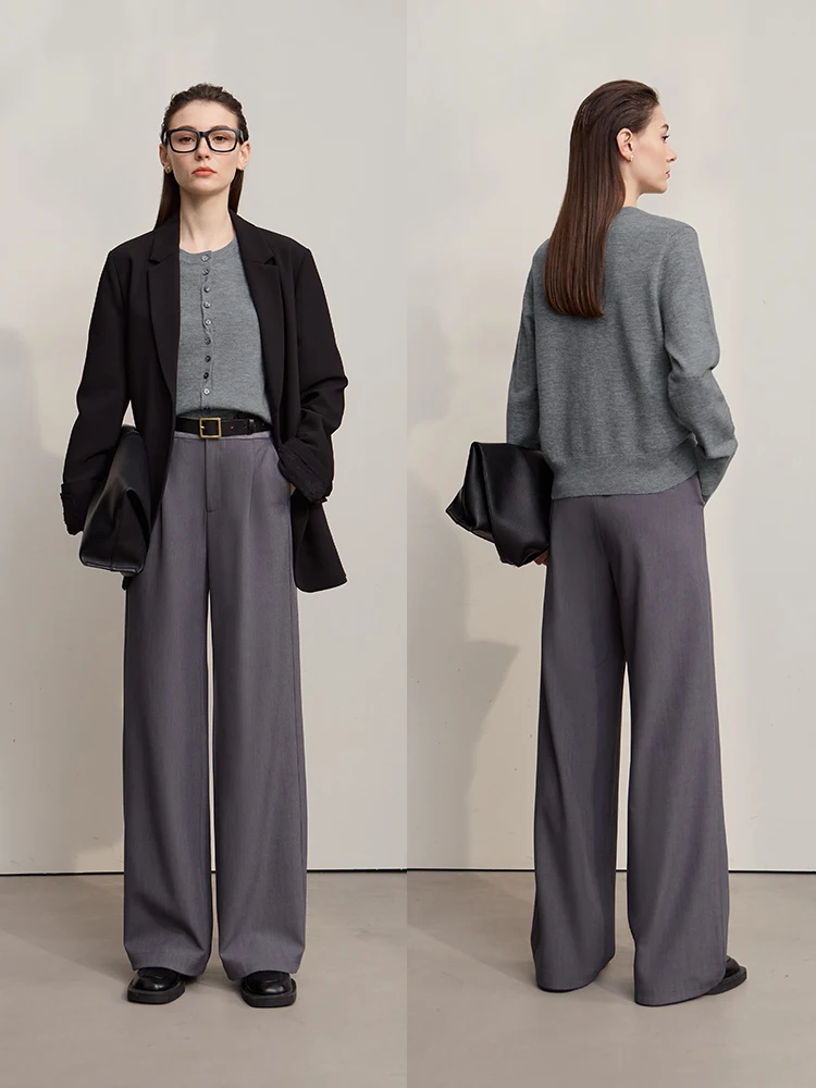 AMII Cardigan For Women 2025 Autumn New Minimalist Solid Color Cardigans Lady Round Neck Single-breasted Women's Sweater12523094