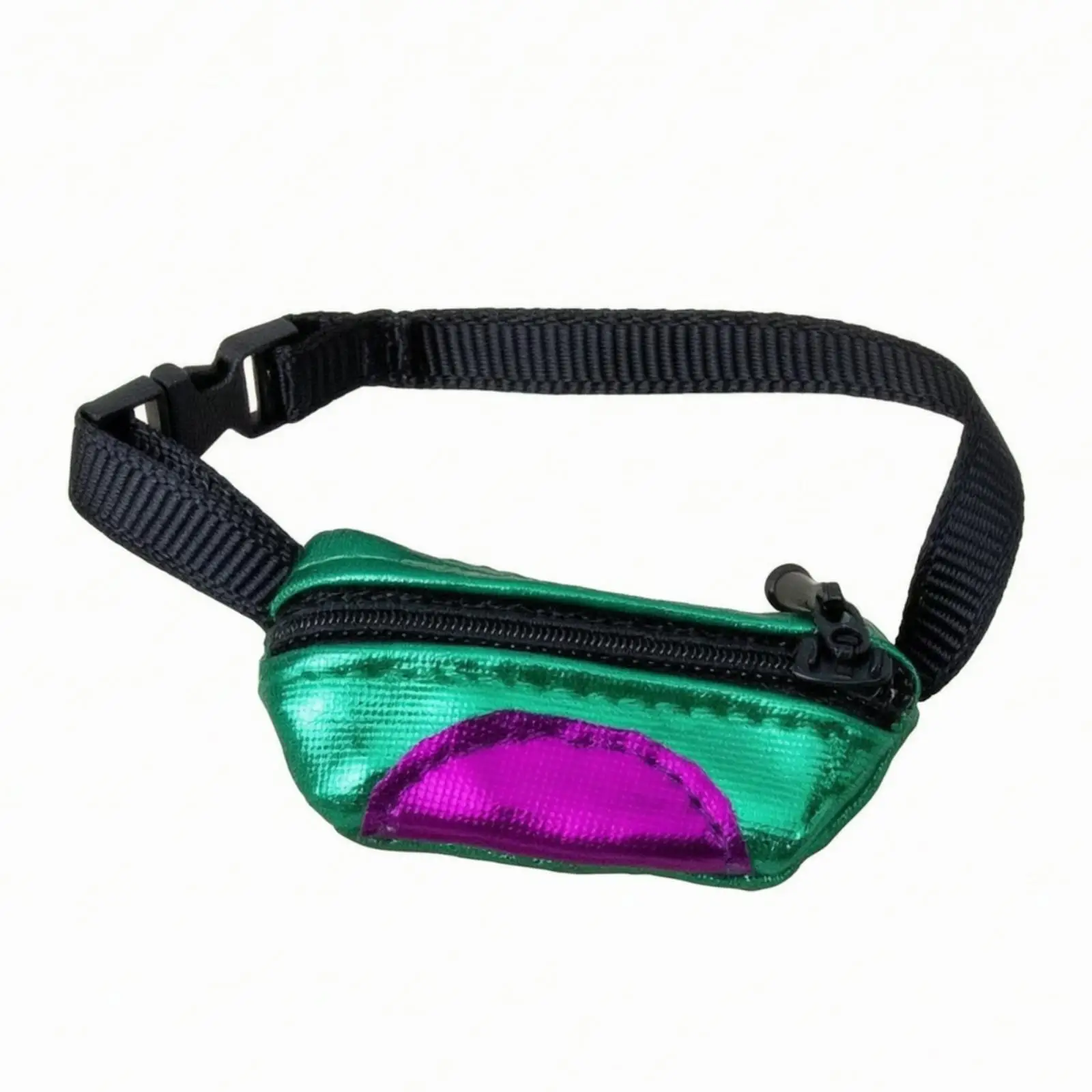 Mini Doll Waist Pouch for Girls Cute Shiny Textile Belt Bag with Zipper Pocket Adjustable Strap for 18 Inch Dolls Fashion