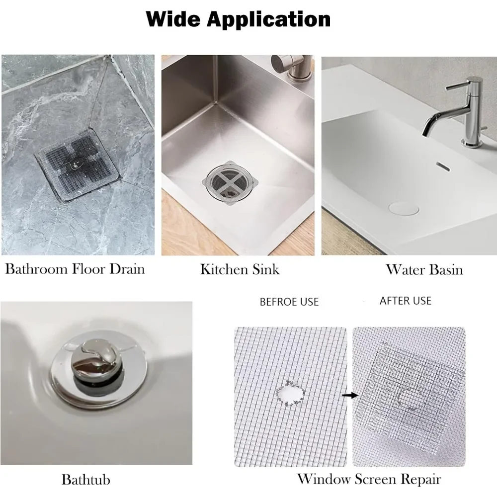 Disposable Anti-Clog Floor Drain Sticker, Hair Catcher Mesh For Bathroom & Kitchen (50pcs) Back To School