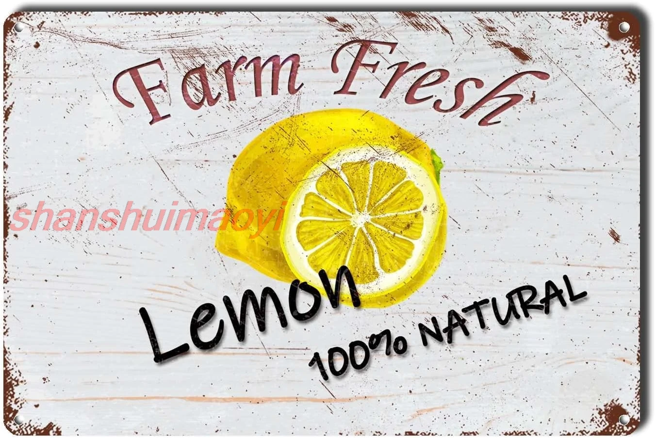 Lygond Metal Sign Tin Sign Vintage Wall Art Natural Lemon Farm Fresh Organic Food Furit Wall Art for Club 6×8 Inches