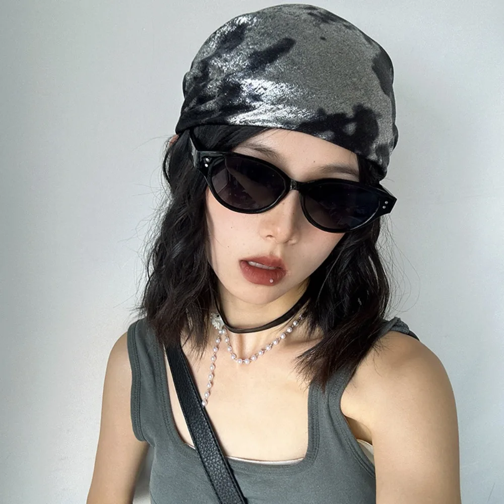 

Retro Headband Small Square Scarf Spice Girls Hair Band Print Scarves Y2k Hip Hop Printed Silk Scarf Beach
