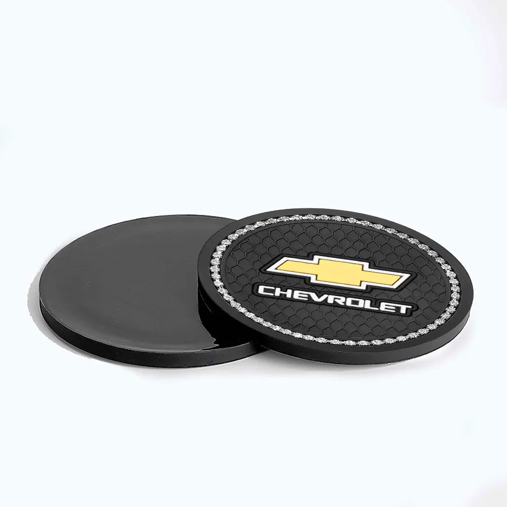 1/2PCS Diamond Car Coaster Car Badge Cup Holder Pad Anti-slip Mat For Chevrolet Colorado Cruze Spark Captiva Aveo Camaro Malibu