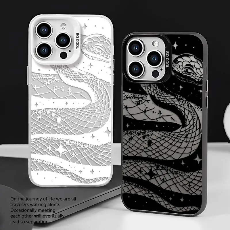 Silver White Snake Acrylic PhoneCase for iPhone 7 8Plus XR XS 11 12 13Mini 14Pro 15 16 Pro Max Shockproof Screen Protector Shell