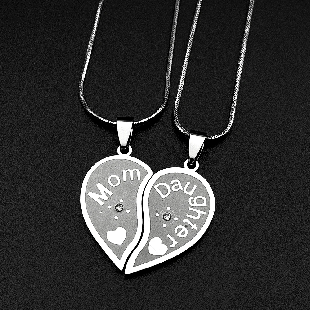 Mutter-Tochter-Herzketten-Set für Mutter-Tochter-Beziehung, Edelstahl, goldfarben, Liebeskette, Mama-Tagesgeschenk, Schmuck – Detail 5